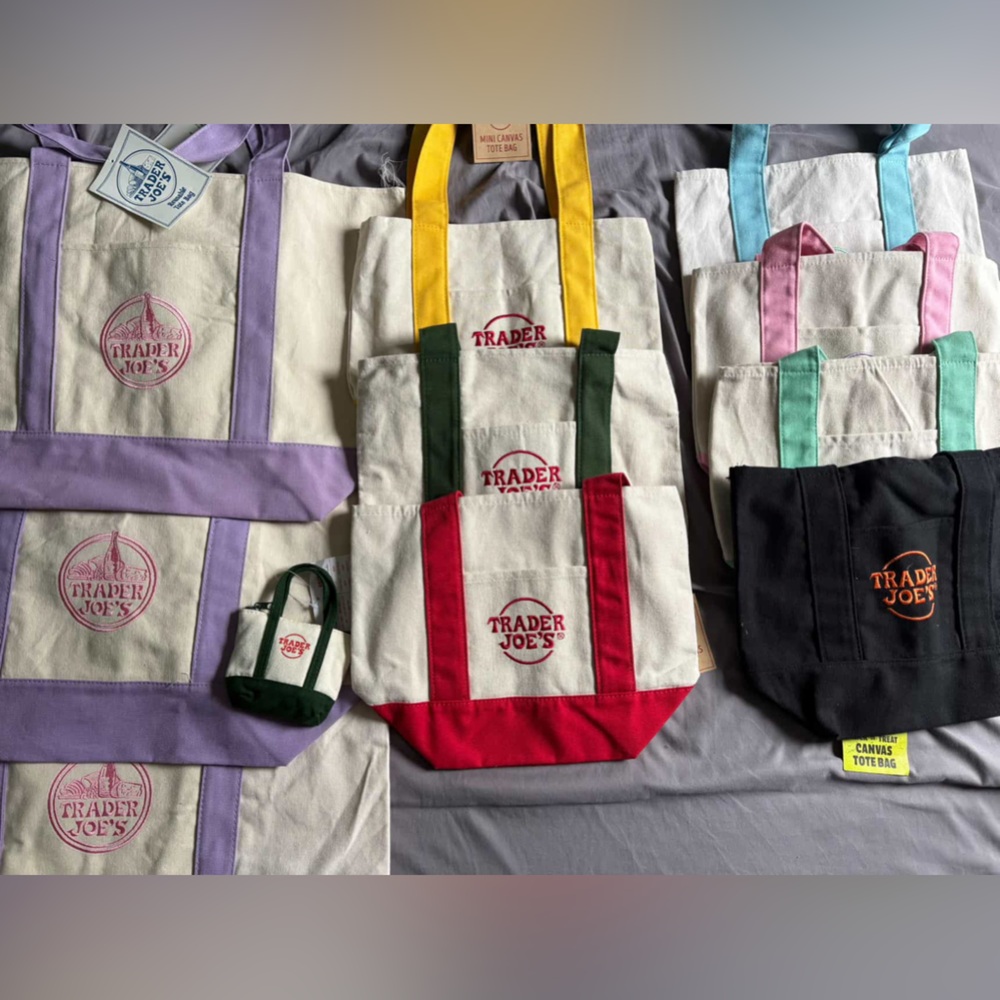 Trader Joe's Canvas Tote Bag - Red & Natural